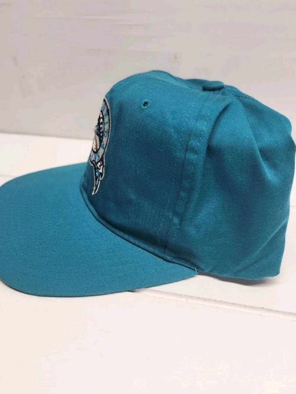 Vintage 90's Miami Marlins Baseball Snapback Hat Teal Unisex Cap.